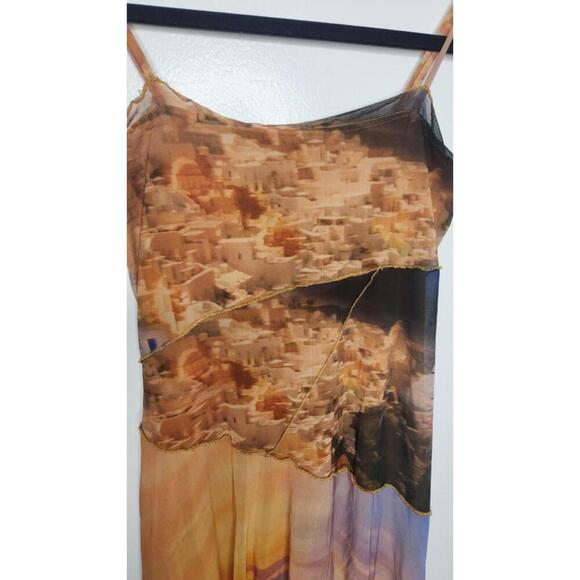Urban Outfitters Dress Womens XS Multicolor Abstract Print Sheer Mesh Tank Slip - Picture 5 of 7